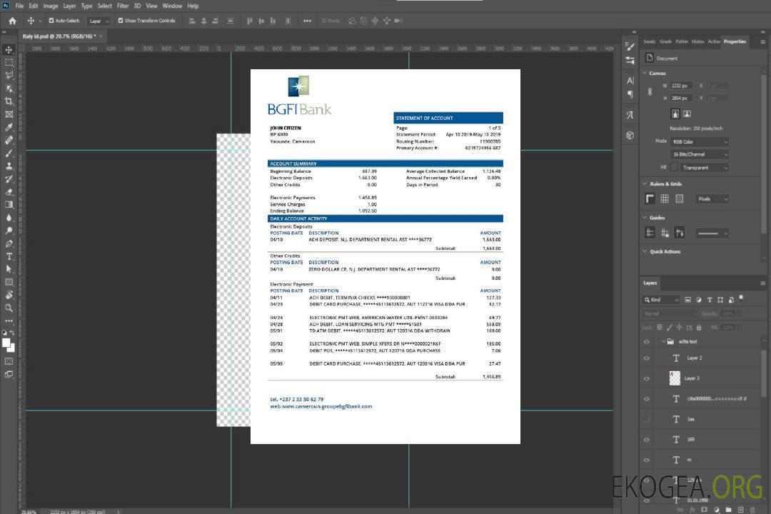 Modèle de relevé bancaire BGFI du Cameroun, format Word et PDF template Modèle de relevé bancaire BGFI du Cameroun, format Word et PDF template